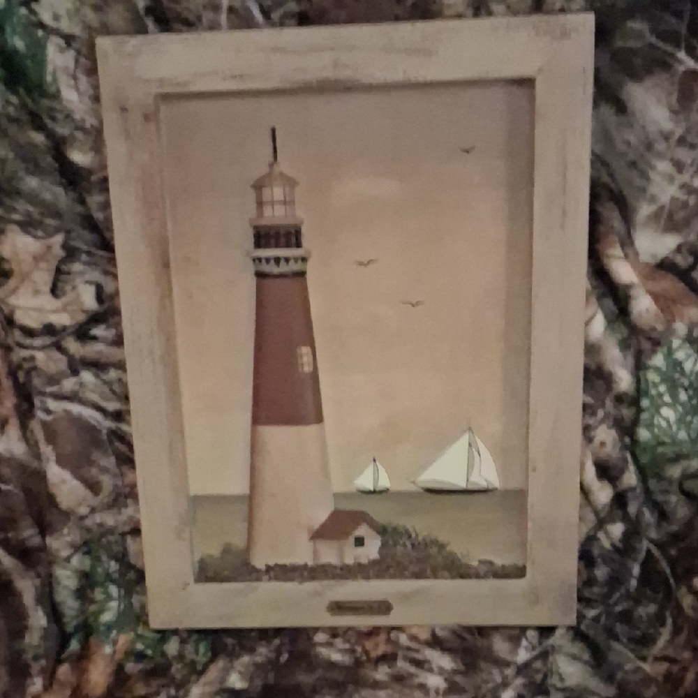 Coastal Lighthouse barnegat new jersey Wall Art - Beige & Brown